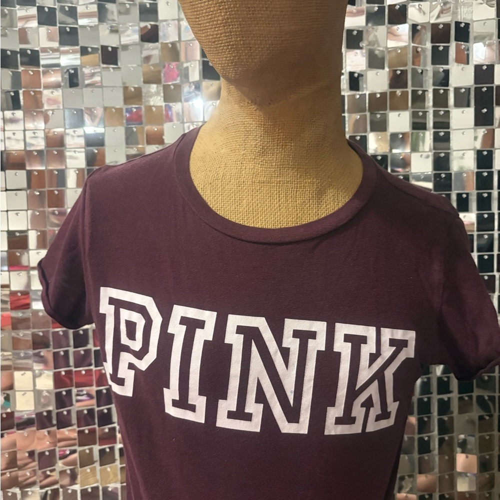 Victoria's Secret Maroon Tee with White Lettering